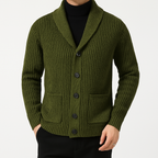 Men's Shawl Cardigan - Stylish and Versatile Knitwear Army Green