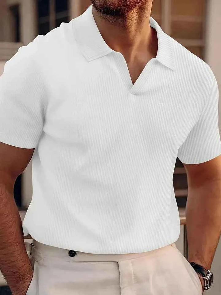 Men's Stylish Casual Short-Sleeve Polo Top White