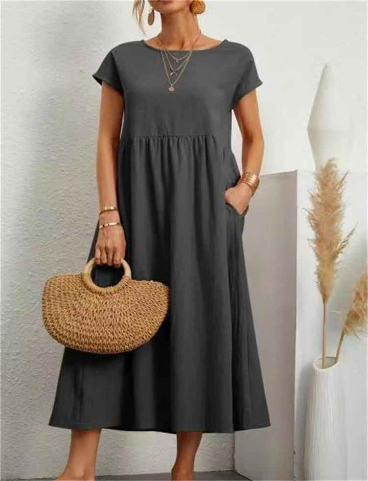 Sylvia | Elegant Relaxed Fit Midi Dress Gray