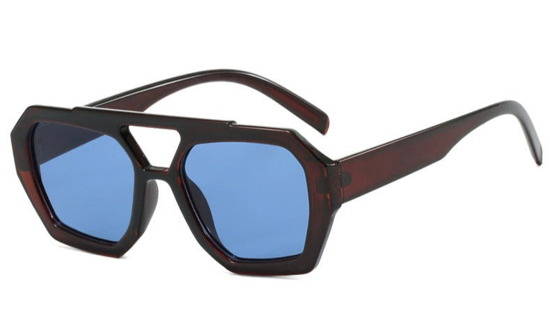 Meave | Women's Trendy Sunglasses Brown with dark blue lenses