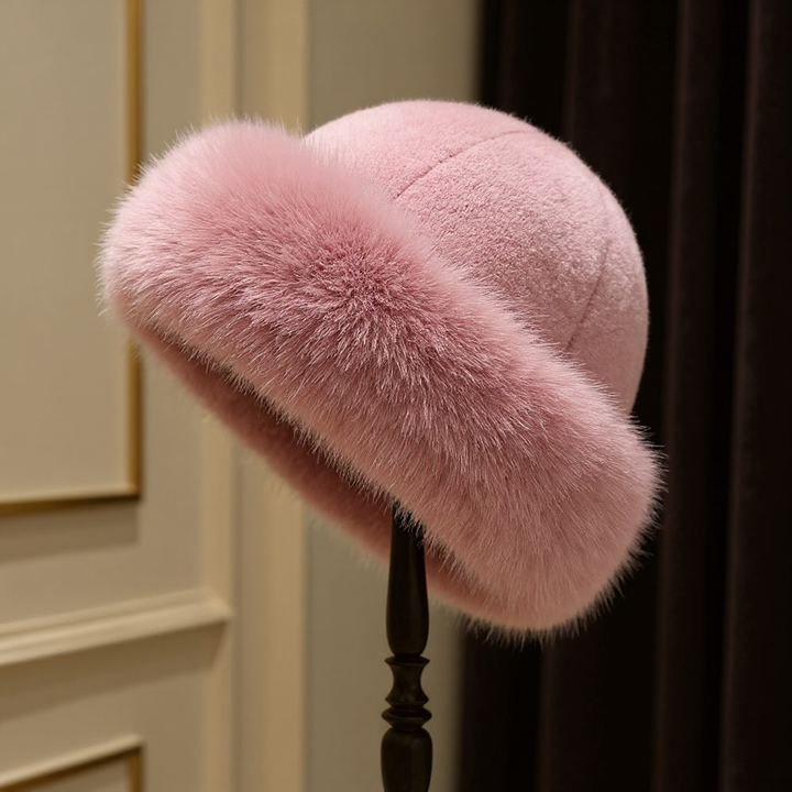 Luxurious Siberian Fur Hat for Ultimate Warmth Pink