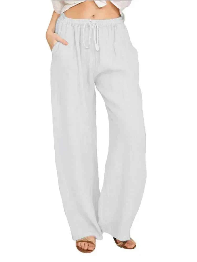 Women's Lightweight Cotton Linen Pants White