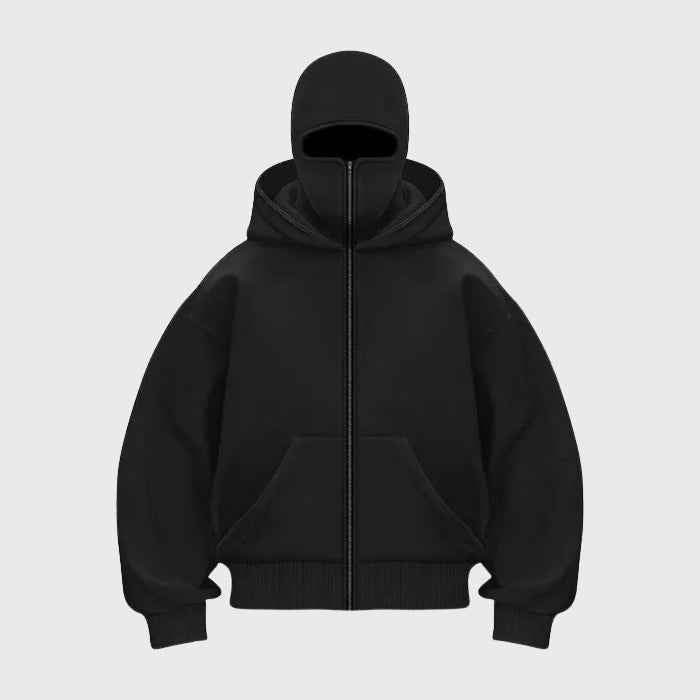 Men's Polyester Relaxed Fit Zip-up Kangaroo Pocket Hoodie