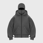Men's Polyester Relaxed Fit Zip-up Kangaroo Pocket Hoodie Gray