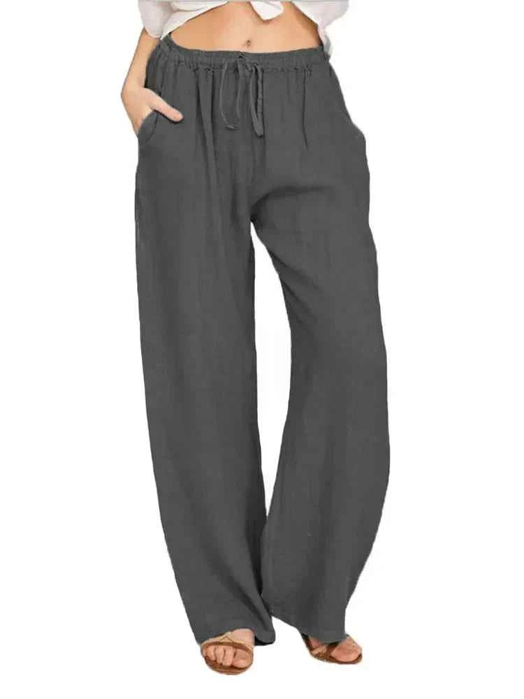Women's Lightweight Cotton Linen Pants Dark Grey