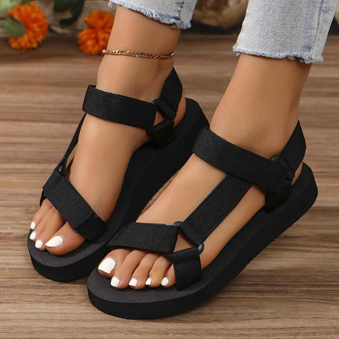 ActiveEase – Sporty Women's Sandals with Ankle Strap Black