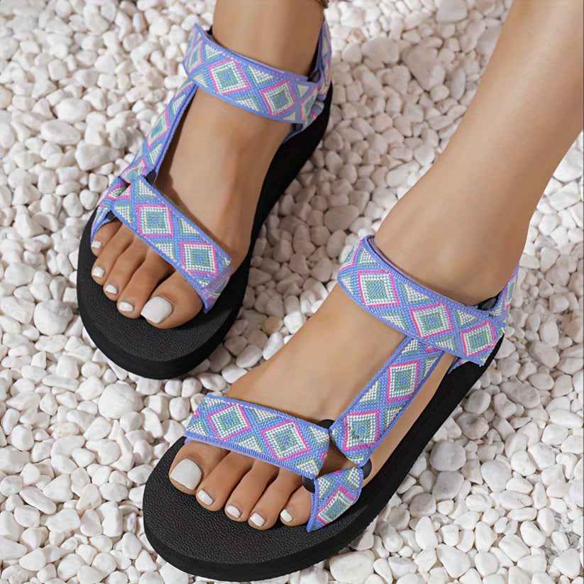 ActiveEase – Sporty Women's Sandals with Ankle Strap Sky Blue