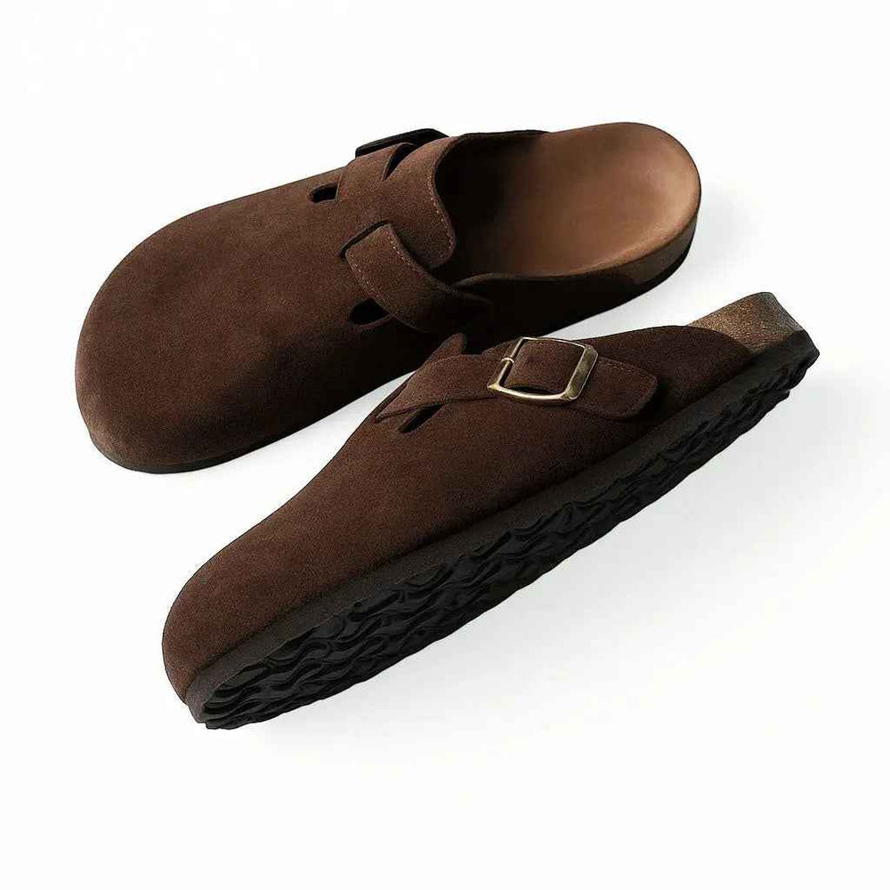 Women's Adjustable Buckle Clogs – Stylish Comfort for Everyday Wear Brown