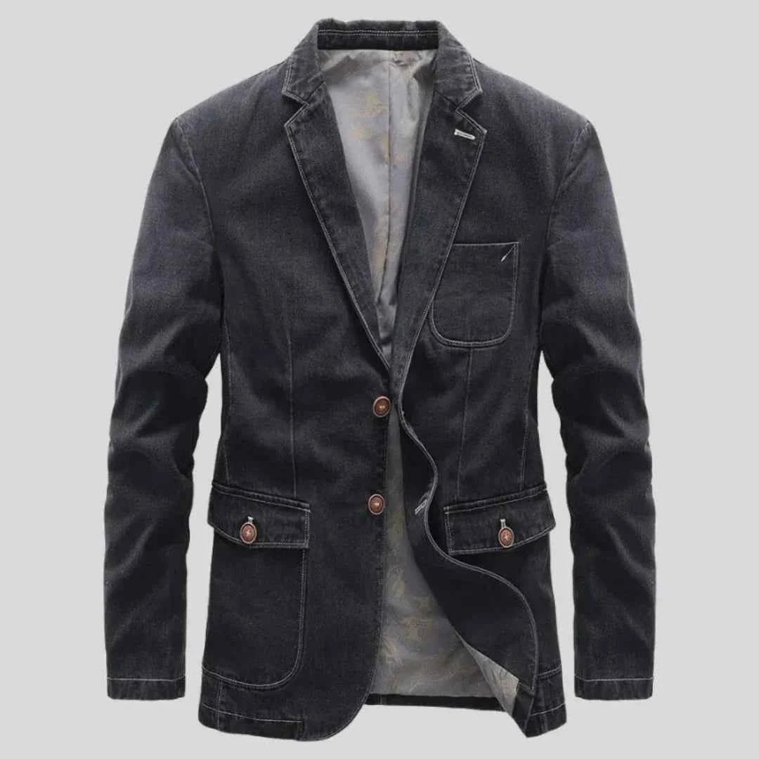 Men's Rugged Denim Blazer Black