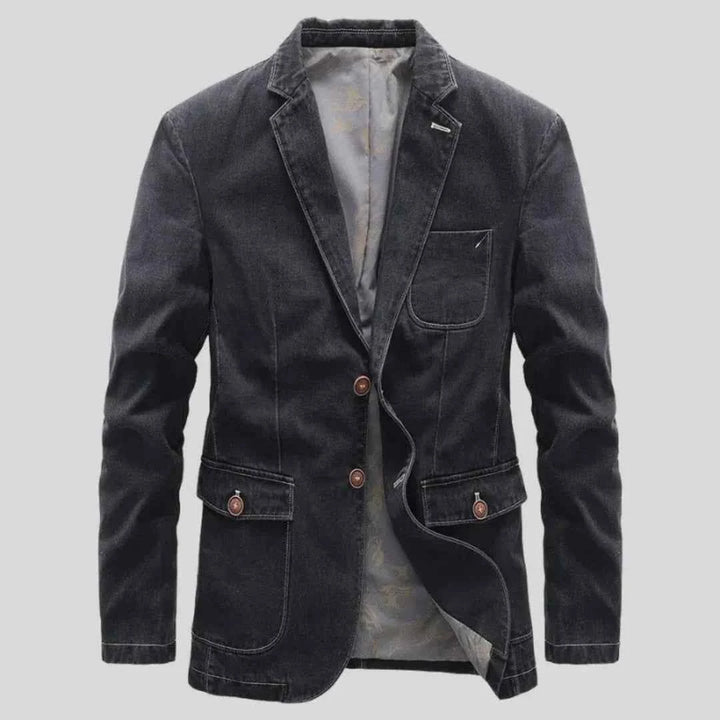 Men's Rugged Denim Blazer Black