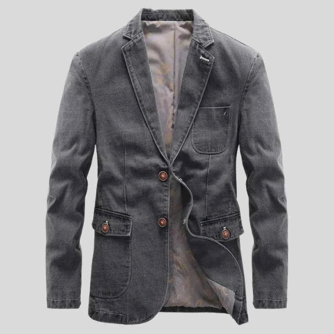 Men's Rugged Denim Blazer Gray