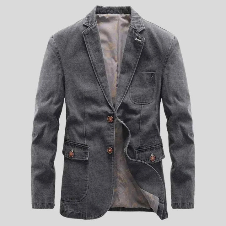Men's Rugged Denim Blazer Gray