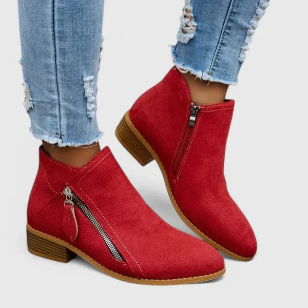 Women's Orthopedic Ankle Boots for Comfort and Support Red