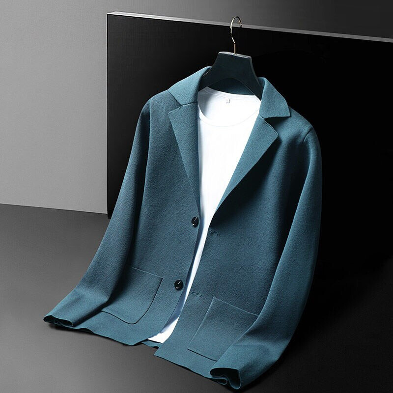 Men's Fold-Over Collar Cotton Cardigan