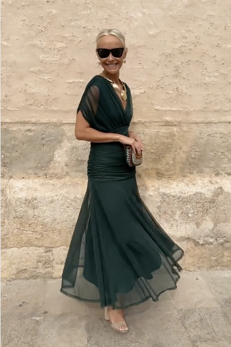 Sophia | Women's V-Neck Shift Maxi Dress for Date Night