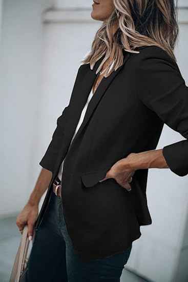 Women's Fitted Blazer - Classic Notch Lapel Design - Single Closure