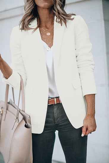 Women's Fitted Blazer - Classic Notch Lapel Design - Single Closure