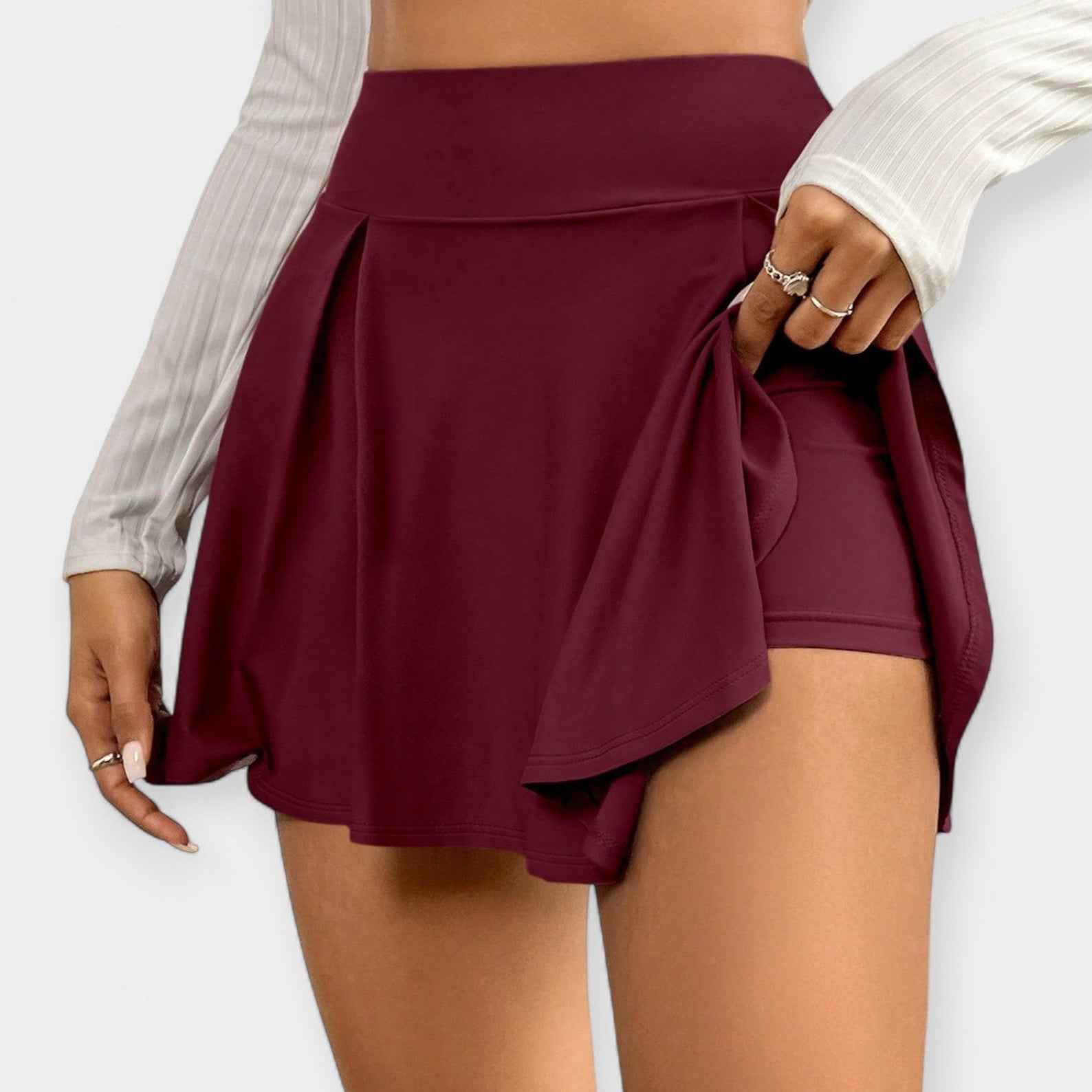 Women's Stylish Skorts Burgundy Red