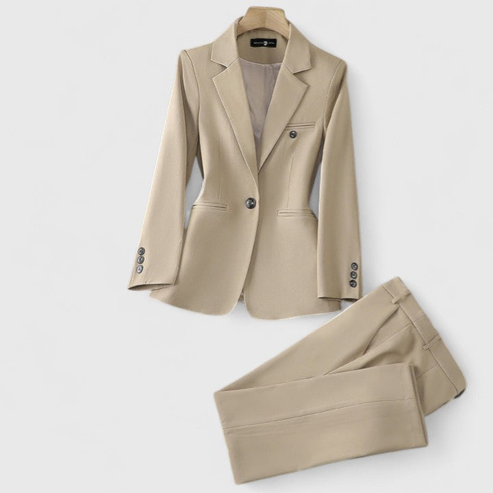 Women's Tailored Fit Office Suit Beige