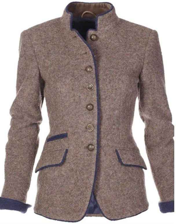 Women's Tailored Blazer - Wool Blend with Contrast Details - Elegant Fit