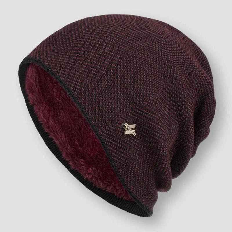 Thermal Lined Ribbed Slouchy Beanie Red One size
