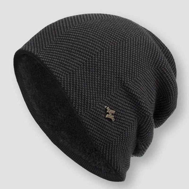 Thermal Lined Ribbed Slouchy Beanie Black One size