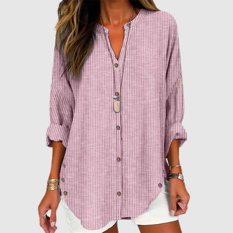 Women's Roll-Up Sleeve Hem Blouse