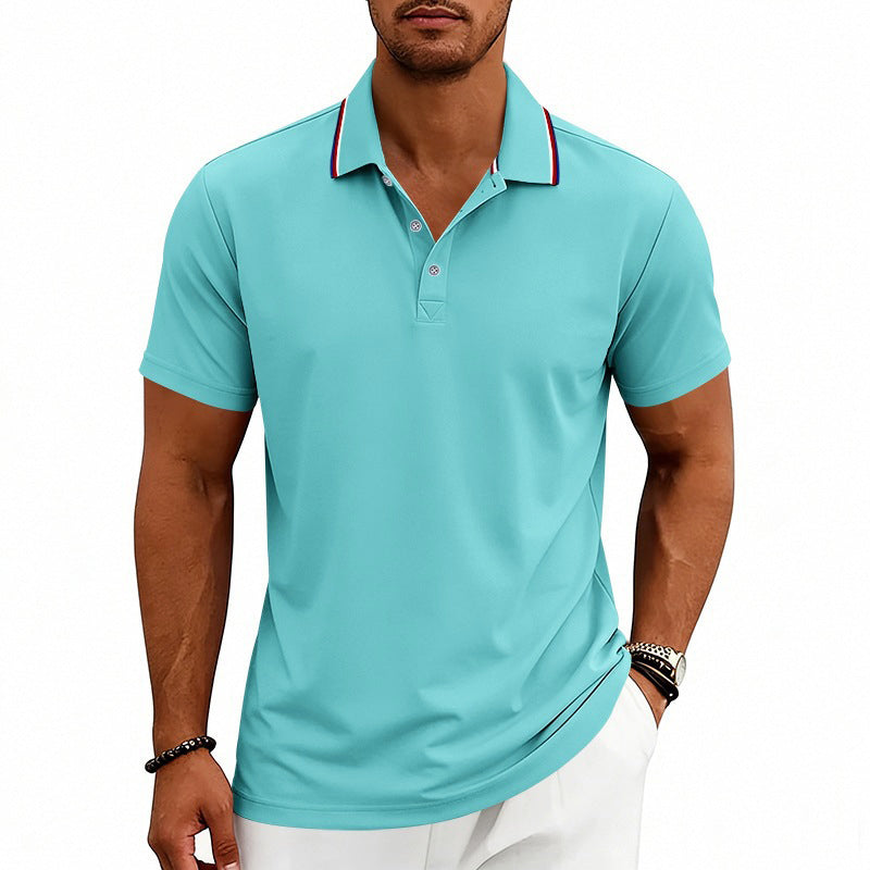 Men's Classic Three-Button Polo Shirt Light Blue