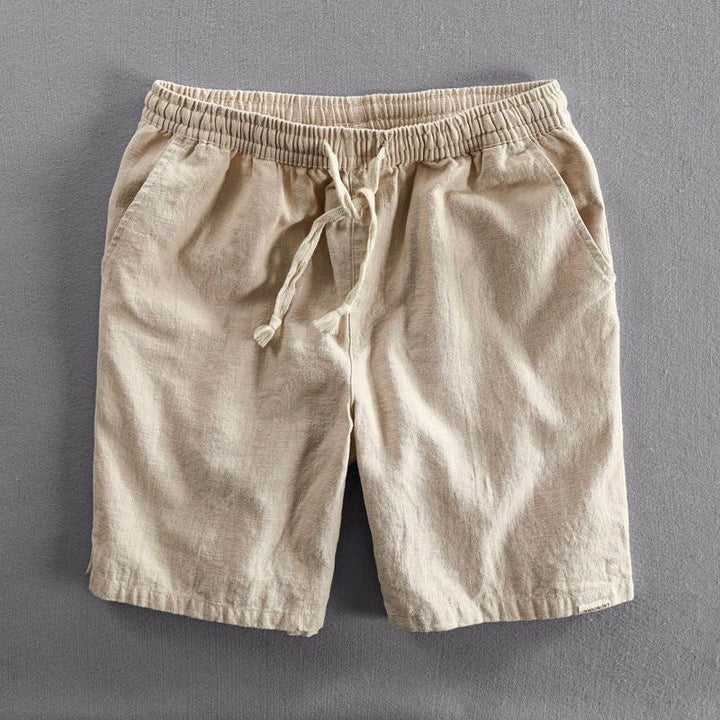 Men's Cotton Relaxed Fit Drawstring Casual Shorts Beige