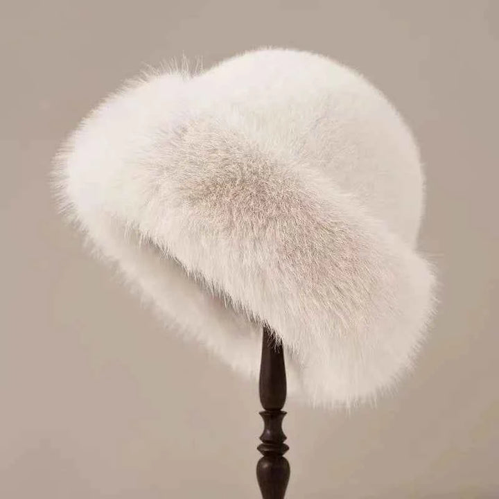 Cozy Faux Fur Hat for Winter Warmth White