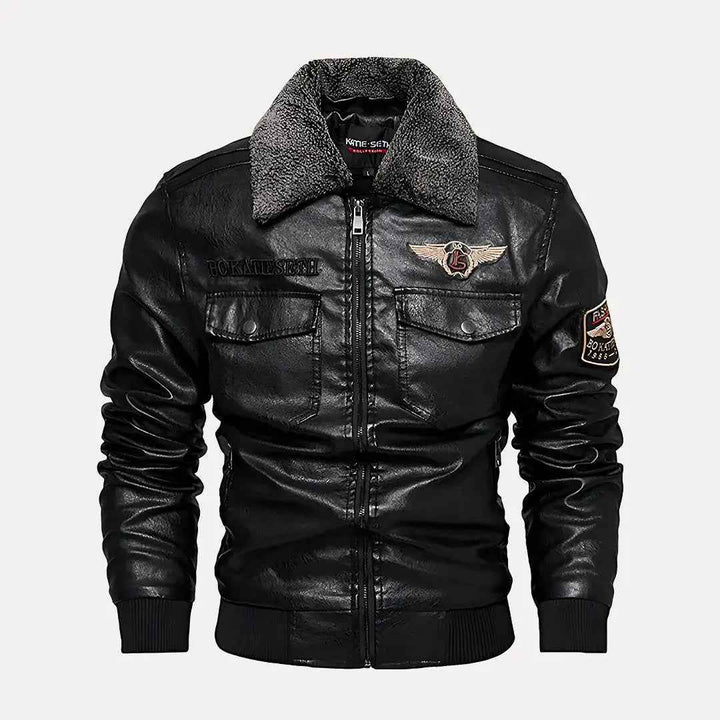 Men's Heritage Aviator Leather Jacket Black