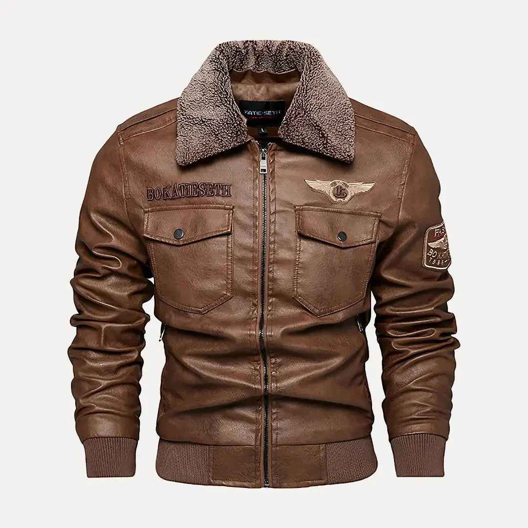 Men's Heritage Aviator Leather Jacket Brown