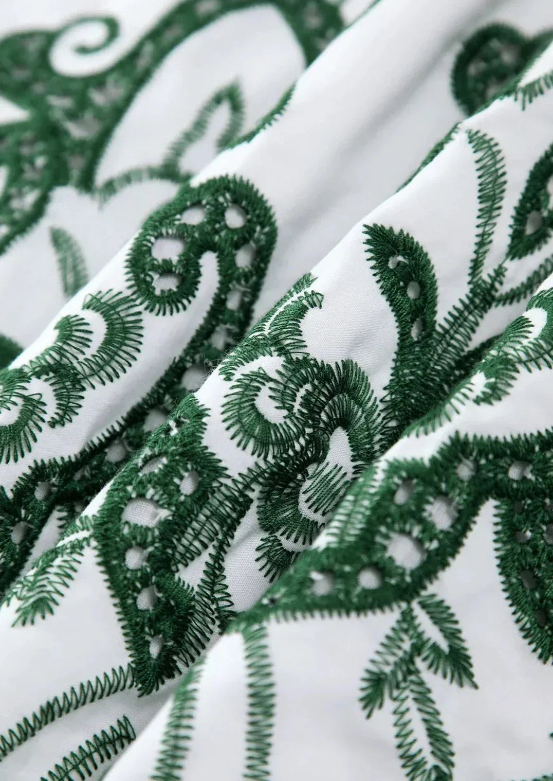 Amalia | Women's Long Cotton Summer Dress with Open Back – White-Green