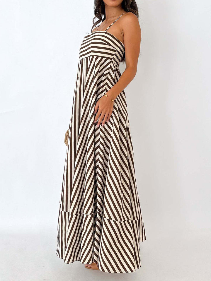 Esha | Women's Striped Pleated Maxi Dress – Summer Cami Style