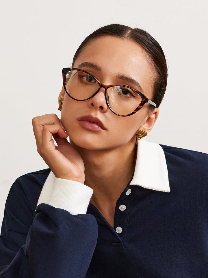 Jytte | Women's Retro Cat-Eye Glasses with Leopard Print Brown One Size