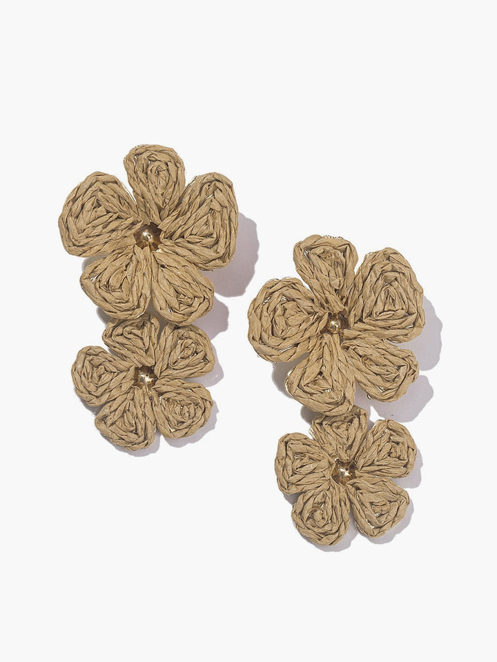 Emma | Women's Lace Flower Earrings – Elegant & Lightweight Brown 6.5cm x 3.8cm