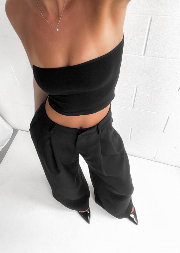 Mandi | Women's Black High Waist Palazzo Trousers