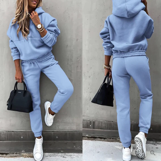 Women's Oversized Hoodie & Jogging Pants Tracksuit – Soft Cotton – Casual Fit Blue