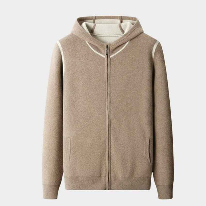 Men's Regular Fit Zip Front Hoodie with Contrast Trim