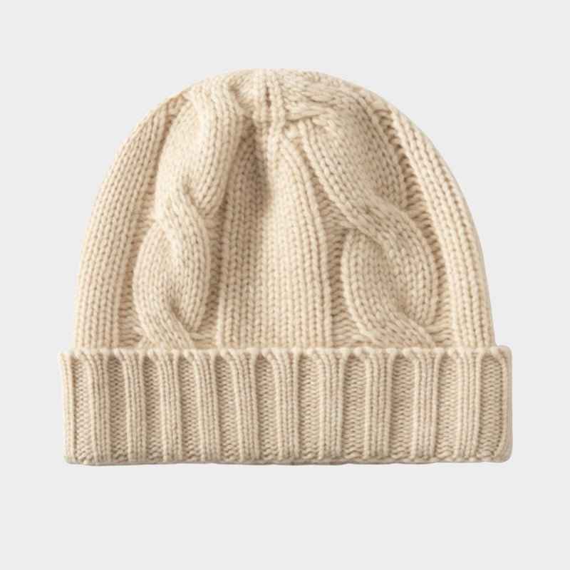 Cozy Cable Knit Ribbed Cuff Beanie | Snug Fit Design Beige