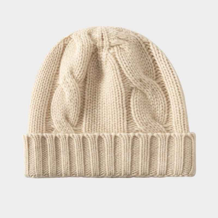Cozy Cable Knit Ribbed Cuff Beanie | Snug Fit Design Beige