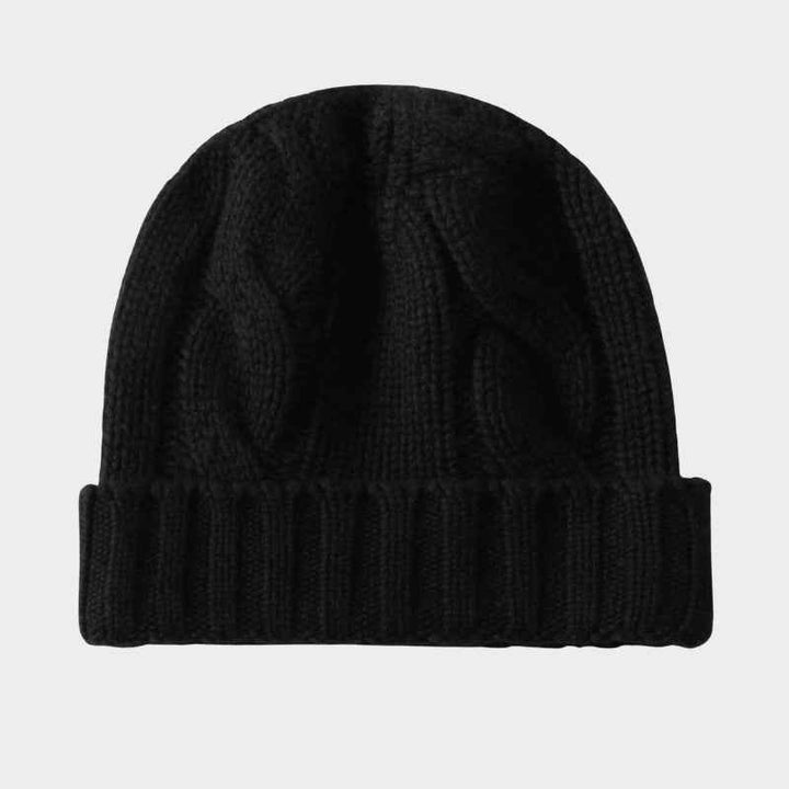 Cozy Cable Knit Ribbed Cuff Beanie | Snug Fit Design Black