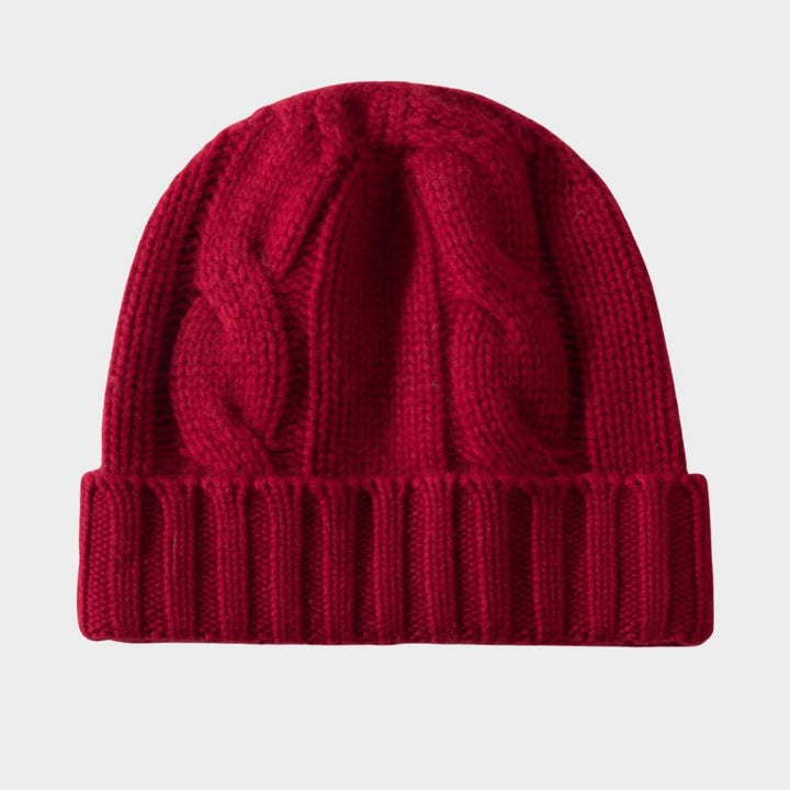 Cozy Cable Knit Ribbed Cuff Beanie | Snug Fit Design Red