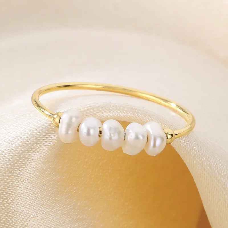 Baroque Pearl Embellished Ring Glod