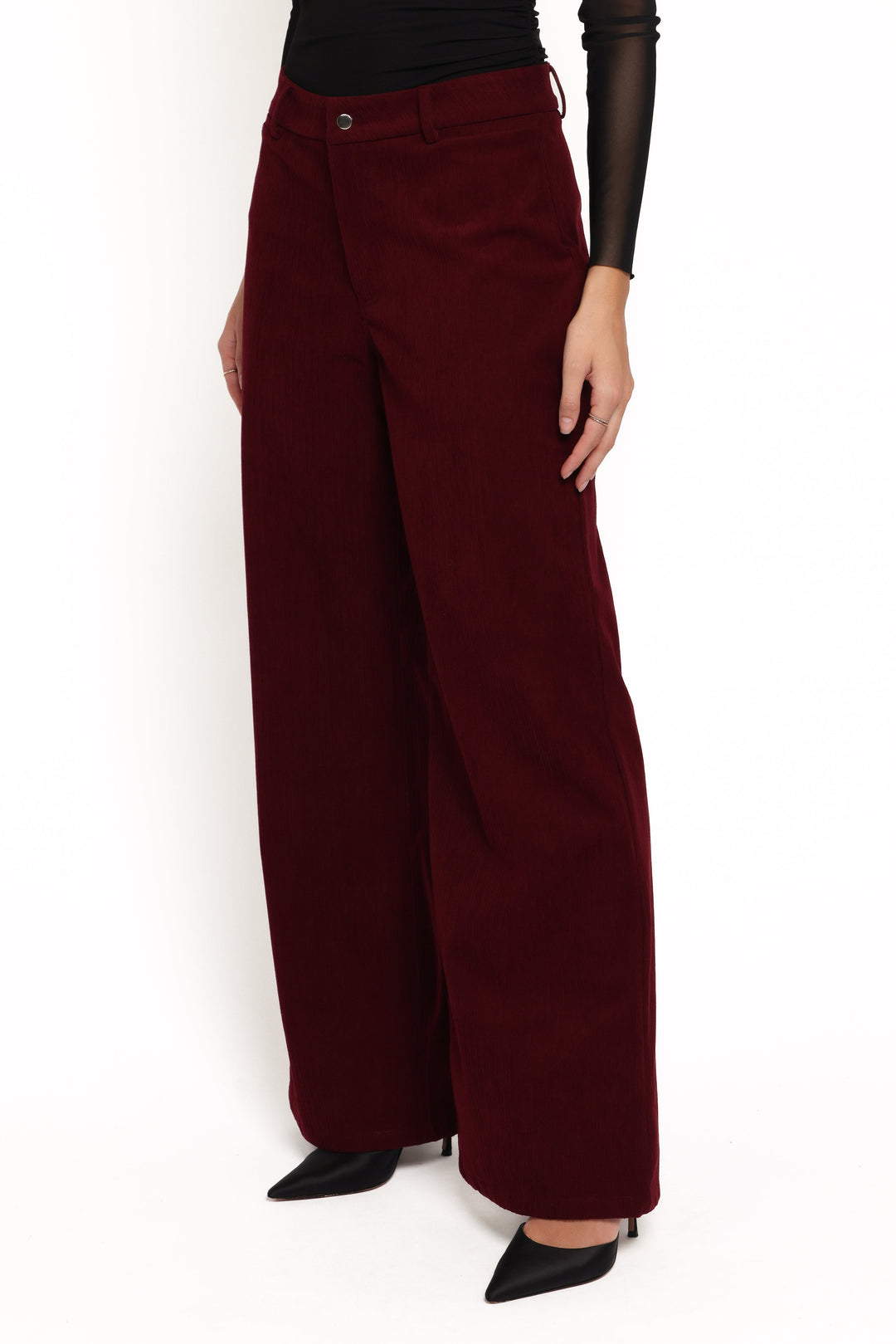 Women's High-Rise Straight Leg Corduroy Pants in Berry
