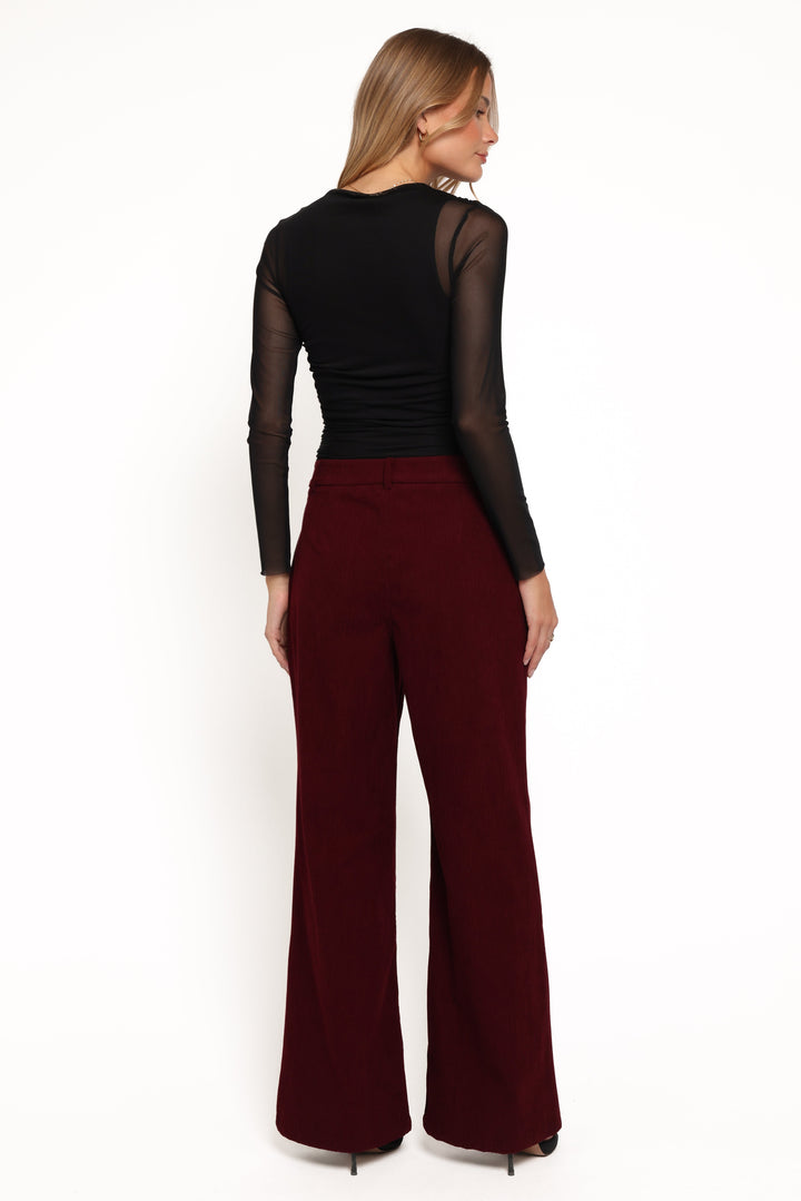 Women's High-Rise Straight Leg Corduroy Pants in Berry