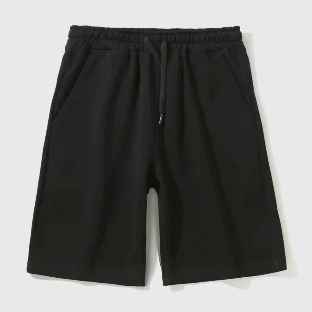 Men's Drawstring Baste Jogger Shorts Black