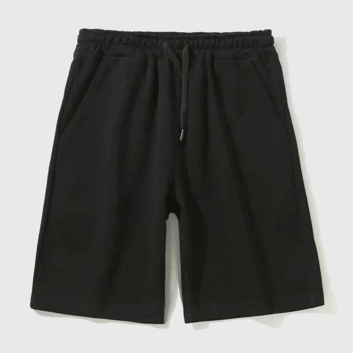 Men's Drawstring Baste Jogger Shorts Black