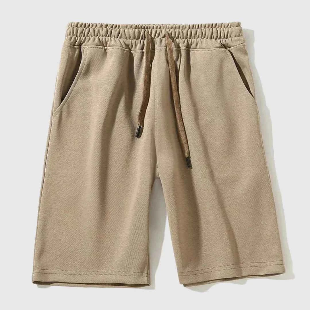 Men's Drawstring Baste Jogger Shorts Khaki