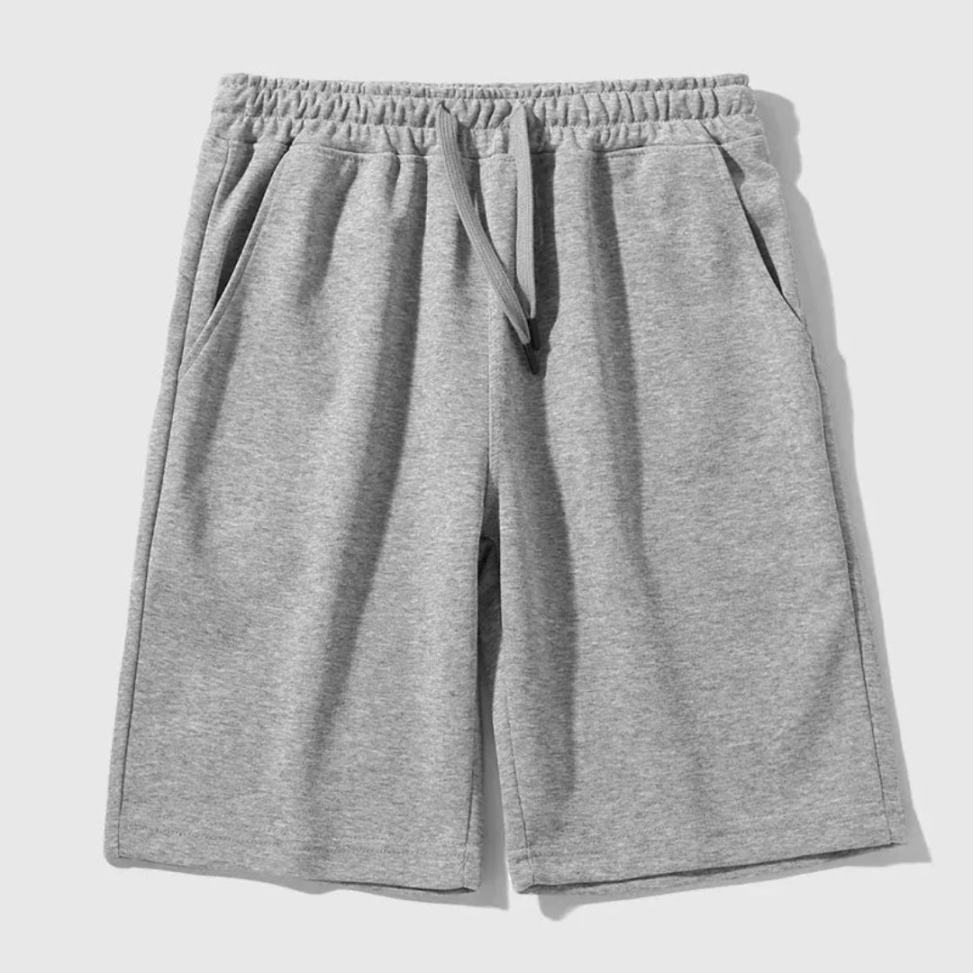 Men's Drawstring Baste Jogger Shorts Light Gray